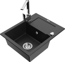Graniidist köögivalamu Mexen Enzo 6506-73-670300-00, 57 x 46 x 17.4 cm, must/hõbe metallic, koos segisti ja sifooniga
