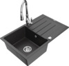 Graniidist köögivalamu Mexen Bruno 6513-76-672601-00, 79.5 x 49.5 x 20 cm, must granite/chrome, segisti ja sifooniga