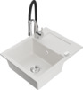 Graniidist köögivalamu Mexen Enzo 6506-20-73450-07, 57.6 x 46.5 x 17.4 cm, valge/must/kroom, koos segisti ja sifooniga