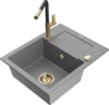 Graniidist köögivalamu Mexen Enzo 6506-71-670401-57-G, 57.6 x 46.5 x 17.4 cm, hall/must/gold, segisti ja sifooniga