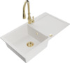 Graniidist köögivalamu Mexen Leo 6501-20-672601-50, 90 x 50 x 19 cm, valge, koos segisti ja sifooniga