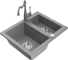 Graniidist köögivalamu Mexen Carlos 6518-71-670700-71, 58 x 47 x 17.7 cm, hall, koos segisti ja sifooniga