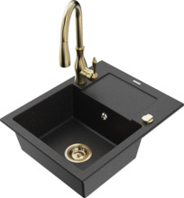 Graniitköögivalamu Mexen Enzo 6506-73-672601-50, 57.6 x 46.5 x 17.4 cm, must/hõbe metallic, segisti ja sifooniga