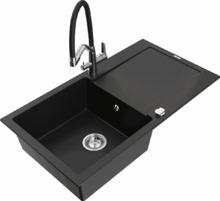 Graniidist köögivalamu Mexen Leo 6501-77-671701-07, 80 x 50 x 19 cm, must, segisti ja sifooniga