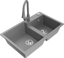 Graniidist köögivalamu Mexen Tomas 6516-71-670101-71, 80 x 50 x 19 cm, hall, segisti ja sifooniga