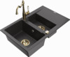 Graniidist köögivalamu Mexen Gaspar 6507-76-670700-50, 73.7 x 47.5 x 17.7 cm, must granite/gold, segisti ja sifooniga