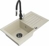 Graniidist köögivalamu Mexen Pablo 6510-69-672601-70, 75 x 43 x 16.1 cm, beež/must, segisti ja sifooniga