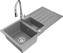 Graniidist köögivalamu Mexen Andres 6515-71-672601-00, 100 x 50 x 20 cm, hall, segisti ja sifooniga