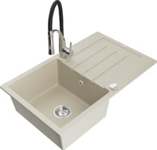 Graniidist köögivalamu Mexen Bruno 6513-69-73450-07, 79 x 49 x 20 cm, liivakarva, segisti ja sifooniga