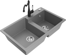 Graniidist köögivalamu Mexen Tomas 6516-71-670700-70, 80 x 50 x 19 cm, hall/must, segisti ja sifooniga