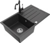 Graniidist köögivalamu Mexen Bruno 6513-76-670700-70, 79.5 x 49.5 x 20 cm, must granite, segisti ja sifooniga