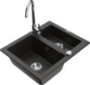 Graniidist köögivalamu Mexen Carlos 6518-75-670200-00, 58 x 47 x 17.7 cm, must/kuldne metallic, segisti ja sifooniga