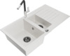 Graniidist köögivalamu Mexen Matias 6502-20-670401-07-B, 90 x 50.5 x 20 cm, valge/must/kroom, segisti ja sifooniga