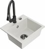 Graniidist köögivalamu Mexen Milo 6505-20-670101-70, 43.5 x 41 x 17.1 cm, valge/must, segisti ja sifooniga