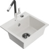 Graniidist köögivalamu Mexen Milo 6505-20-670401-07-B, 43.5 x 41 x 17.1 cm, valge/must/kroom, segisti ja sifooniga