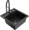 Graniidist köögivalamu Mexen Vito 6503-75-73450-07-B, 52 x 49 x 21 cm, must/kuldne metallic, segisti ja sifooniga