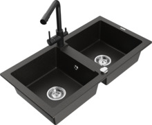 Graniitköögivalamu Mexen Mario 6504-75-671600-70, must/kuldne metallic, segisti ja sifooniga