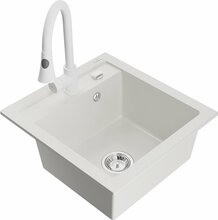 Graniidist köögivalamu Mexen Vito 6503-20-670101-20, 49 x 52 x 21 cm, valge, segisti ja sifooniga