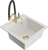 Graniidist köögivalamu Mexen Vito 6503-20-671701-57-G, 52 x 49 x 21 cm, valge/must/gold, segisti ja sifooniga