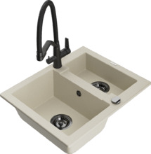 Graniidist köögivalamu Mexen Carlos 6518-69-671701-70-B, 58 x 47 x 17.7 cm, beež, segisti ja sifooniga