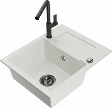 Graniidist köögivalamu Mexen Enzo 6506-20-670401-70-B, 57.6 x 46.5 x 17.4 cm, valge/must, segisti ja sifooniga
