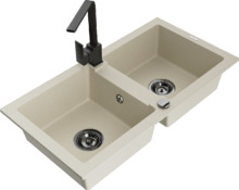 Graniidist köögivalamu Mexen Mario 6504-69-670300-70, 82 x 43 x 16 cm, beež, koos segisti ja sifooniga