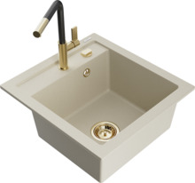 Graniidist köögivalamu Mexen Vito 6503-69-670401-57-G, 49 x 52 x 21 cm, beež, segisti ja sifooniga