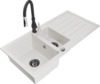 Graniidist köögivalamu Mexen Andres 6515-20-672601-70, 100 x 50 x 20 cm, valge/must, segisti ja sifooniga
