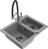 Graniidist köögivalamu Mexen Carlos 6518-71-671701-07-B, 58.2 x 47.5 x 17.7 cm, hall/must/chrome, segisti ja sifooniga
