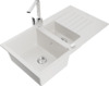 Graniidist köögivalamu Mexen Matias 6502-20-670300-00, 90 x 50.5 x 20 cm, valge/kroom, segisti ja sifooniga