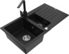 Graniidist köögivalamu Mexen Matias 6502-77-670300-70, 90 x 50.5 x 20 cm, must, segisti ja sifooniga