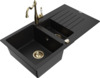 Graniidist köögivalamu Mexen Matias 6502-77-670700-50, 90 x 50.5 x 20 cm, must/gold, segisti ja sifooniga