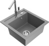 Graniidist köögivalamu Mexen Vito 6503-71-670401-00, 52 x 49 x 21 cm, hall, koos segisti ja sifooniga