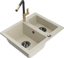 Graniidist köögivalamu Mexen Carlos 6518-69-670401-57-B, 47.5 x 58.2 x 17.7 cm, beež, koos segisti ja sifooniga