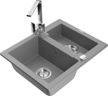 Graniidist köögivalamu Mexen Carlos 6518-71-670300-00, 58 x 47 x 17.7 cm, hall, segisti ja sifooniga