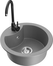 Graniidist köögivalamu Mexen Diego 6512-71-670200-70, 48.8 x 48.8 x 16.7 cm, hall, koos segisti ja sifooniga
