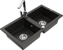 Graniitköögivalamu Mexen Mario 6504-75-670300-00, must/kuldne metallic, segisti ja sifooniga