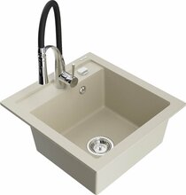 Graniidist köögivalamu Mexen Vito 6503-69-73450-07, 49 x 52 x 21 cm, beež/must/kroom, segisti ja sifooniga