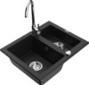 Graniidist köögivalamu Mexen Carlos 6518581500-77+670200-00, 58 x 47 x 17.7 cm, must/kroom, segisti ja sifooniga