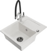 Graniidist köögivalamu Mexen Enzo 6506-20-671701-07-B, 57 x 46 x 17 cm, valge/must/kroom, koos segisti ja sifooniga
