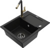 Graniidist köögivalamu Mexen Enzo 6506-77-670401-57-B, 57.6 x 46.5 x 17.4 cm, must, koos segisti ja sifooniga