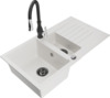 Graniidist köögivalamu Mexen Matias 6502-20-672601-70, 90 x 50.5 x 20 cm, valge/must, segisti ja sifooniga