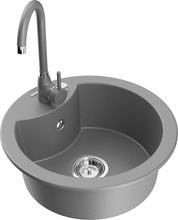 Graniidist köögivalamu Mexen Diego 6512-71-670200-71, 48.8 x 48.8 x 16.7 cm, hall, segisti ja sifooniga