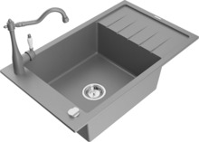 Graniidist köögivalamu Mexen Elias 6511-71-670700-71, 79.5 x 48 x 20 cm, hall, segisti ja sifooniga