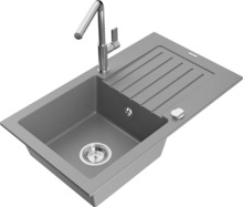 Graniidist köögivalamu Mexen Pablo 6510-71-670401-00, 75.2 x 43.6 x 16.1 cm, hall/kroom, segisti ja sifooniga