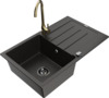 Graniidist köögivalamu Mexen Bruno 6513-75-670200-50-B, 79.5 x 49.5 x 20 cm, metallic black/gold, segisti ja sifooniga