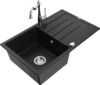 Graniidist köögivalamu Mexen Bruno 6513-77-670700-00, 79.5 x 49.5 x 20 cm, must/chrome, segisti ja sifooniga