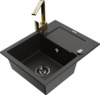 Graniidist köögivalamu Mexen Enzo 6506-75-670300-50-B, 57.6 x 46.5 x 17.4 cm, must/kuldne metallic, koos segisti ja sifooniga