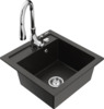 Graniidist köögivalamu Mexen Vito 6503-75-672601-00, 49 x 42 x 21 cm, metallic must/kuldne+chrome, segisti ja sifooniga