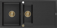 Graniidist köögivalamu Mexen Andres 6515101510-73, 1000 x 500 mm, must/hõbe metallic/gold, sifooni ja kuivatiga